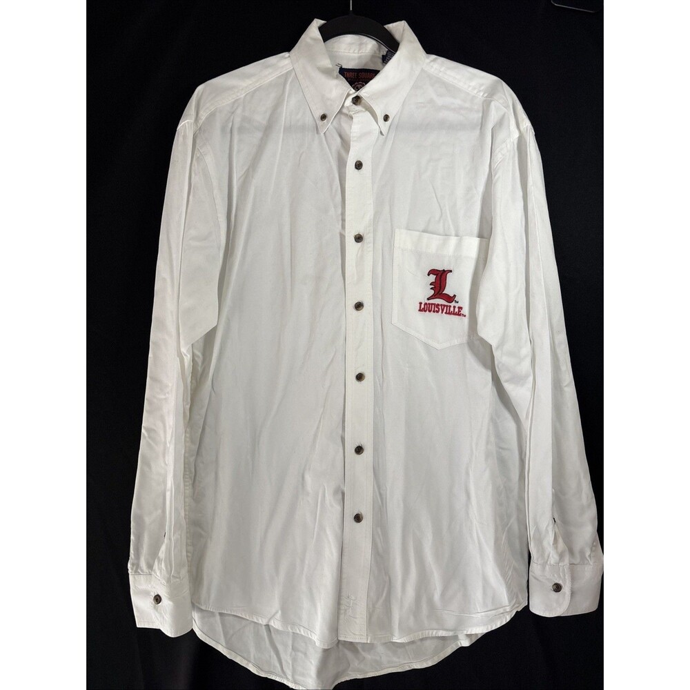 Vintage Louisville Cardinals White Button Down Three Squares Mens Medium